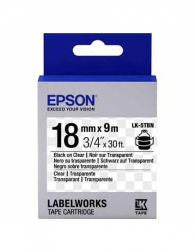 Cartuș de etichete Epson Tape Cartridge EPSON 18mm9m Transparent, BlackTransparent, LK-5TBN C53S655008