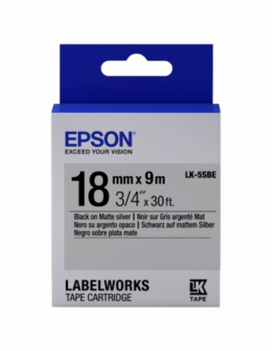 Cartuș de etichete Epson Tape Cartridge EPSON 18mm9m Matte, BalckSilver, LK-5SBE C53S655013