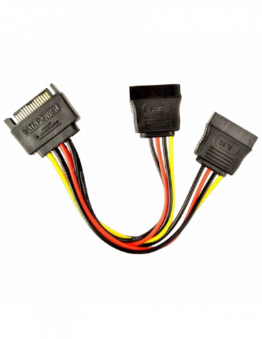 Cabluri de calculator interne Cable SATA power splitter cable, 0.15 m, Cablexpert CC-SATAM2F-01