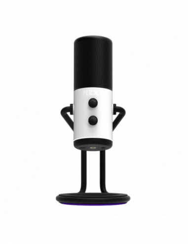 Streaming și podcasting Microphones NZXT Capsule, Cardioid polar pattern, Internal shock mounting, USB, 24-bit96kHz, White