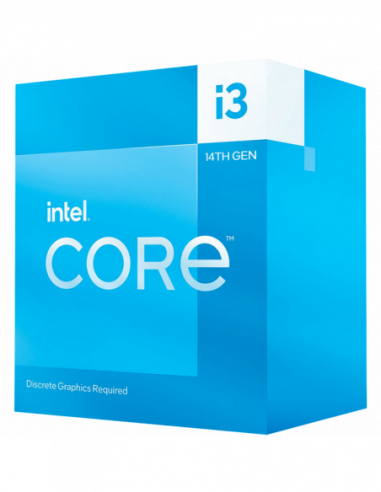 Процессор 1700 Alder Lake CPU Intel Core i3-14100F 3.5-4.7GHz (4P+0E8T,12MB,S1700, 10nm, No Integ. UHD Graphics, 60W) Tray