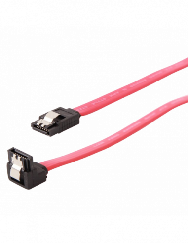 Cabluri de calculator interne Cable Serial ATA III 10 cm data, 90 degree connector, metal clips, Cablexpert CC-SATAM-DATA90-0.