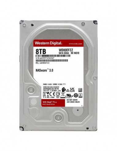 Unitate de stocare HDD 3.5 pentru desktop 3.5 HDD 8.0TB-SATA-128MB Western Digital Red Plus (WD80EFZZ), NAS, CMR