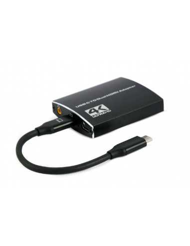 Cabluri video HDMI - VGA - DVI - DP Adapter Type-C to 2HDMI socket 0.15m Cablexpert, up to 4K at 30 Hz A-CM-HDMIF2-01