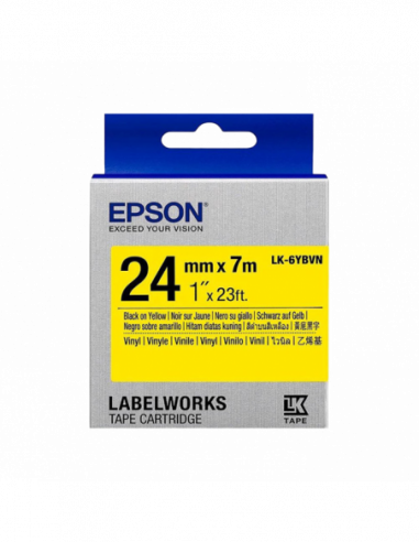 Cartuș de etichete Epson Tape Cartridge EPSON LK-6YBVN- 24mm7m Vinyl, BlackYellow, C53S656021
