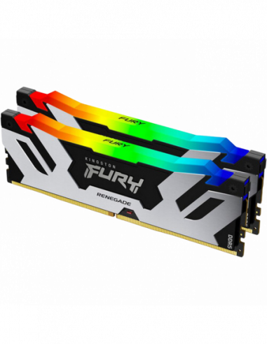 DIMM DDR5 64GB DDR5-6000MHz Kingston FURY Renegade RGB (Kit of 2x32GB) (KF560C32RSAK2-64), CL32-38, 1.35V