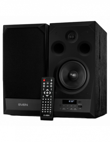 Boxe 2.0 din lemn Speakers SVEN MC-20 Black, 90w, Bluetooth, SD, USB Flash, Remote Control, FM, 3.5mm jack