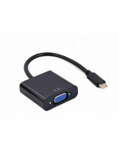 Cabluri video HDMI - VGA - DVI - DP Adapter Type-C to VGA socket 0.15m Cablexpert, 1080p FHD at 60 Hz, A-CM-VGAF-01