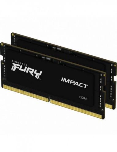 SO-DIMM DDR5 32GB DDR5-6400MHz SODIMM Kingston FURY Impact (Kit of 2x16GB) (KF564S38IBK2-32), CL38, 1.35V, Black