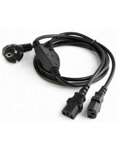 Cabluri de alimentare Power Cord PC-220V 2m Euro Plug, Y-cord 1.55m+Y neck 0.45m+0.45m, Cablexpert, PC-186-ML6
