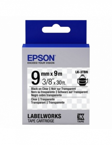 Cartuș de etichete Epson Tape Cartridge EPSON 9mm9m Transparent, BlackTransparent, LK-3TBN C53S653004