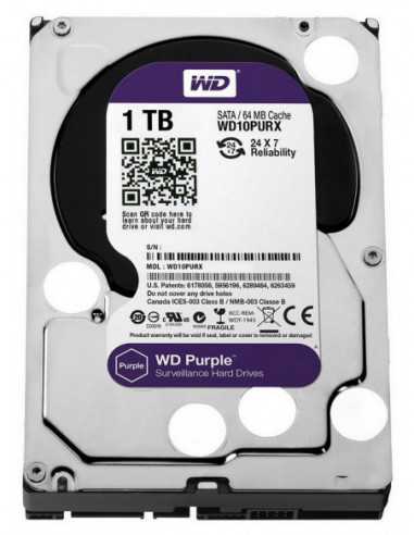 Unitate de stocare HDD 3.5 pentru desktop 3.5 HDD 1.0TB-SATA- 64MB Western Digital Purple Surveillance (WD10PURZ)