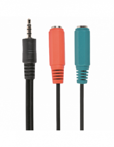 Audio: cabluri, adaptoare CCA-417 3.5 mm 4-pin plug to 3.5 mm stereo + microphone sockets adapter cable, 20cm, Black