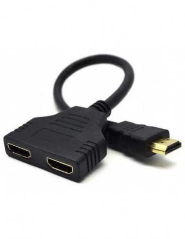 Cabluri video HDMI - VGA - DVI - DP Cable HDMI Passive dual port cable, Black, Cablexpert, DSP-2PH4-04