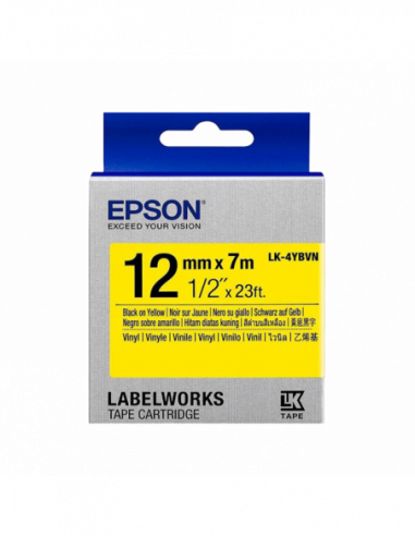 Cartuș de etichete Epson Tape Cartridge EPSON LK-4YBVN- 12mm7m Vinyl, BlackYellow, C53S654042