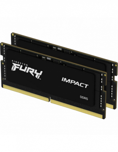 SO-DIMM DDR5 32GB DDR5-5600MHz SODIMM Kingston FURY Impact (Kit of 2x16GB) (KF556S40IBK2-32), CL40, 1.25V, Black