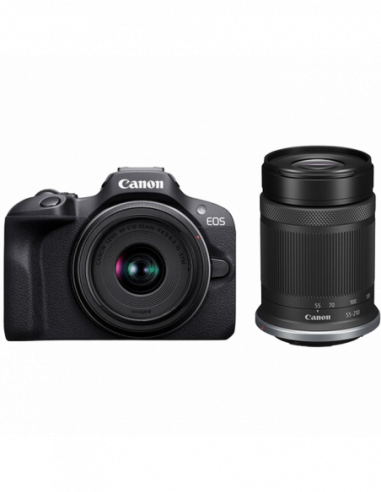 Aparate foto fără oglindă DC Canon EOS R100 Black amp- RF-S 18-45mm f4.5-6.3 IS STM amp- RF-S 55-210mm f5-7.1 IS STM KIT