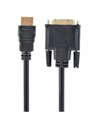 Видеокабели HDMI / VGA / DVI / DP Cable HDMI to DVI 3.0m Cablexpert, male-male, GOLD, 18+1pin single-link, CC-HDMI-DVI-10