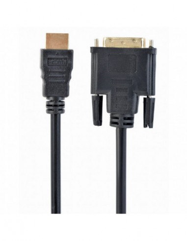 Видеокабели HDMI / VGA / DVI / DP Cable HDMI to DVI 4.5m Cablexpert, male-male, GOLD, 18+1pin single-link, CC-HDMI-DVI-15