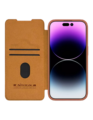 Чехол книжка Nillkin iPhone 15 Pro - Qin Pro, Коричневый