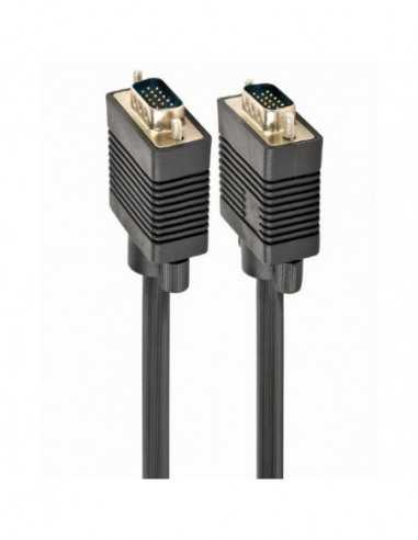 Cabluri video HDMI - VGA - DVI - DP Cable VGA Premium 15.0m, HD15MHD15M Black, Cablexpert, CC-PPVGA-15M-B