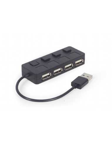 Hub-uri USB USB 2.0 Hub 4-port with switches, Gembird UHB-U2P4-05, Black