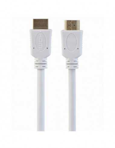 Cabluri video HDMI - VGA - DVI - DP Cable HDMI to HDMI 1.8m Cablexpert, male-male, V1.4, WHITE, CC-HDMI4-W-6