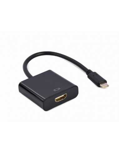 Cabluri video HDMI - VGA - DVI - DP Adapter Type-C to HDMI socket 0.15m Cablexpert, up to 4K at 60 Hz, A-CM-HDMIF-04