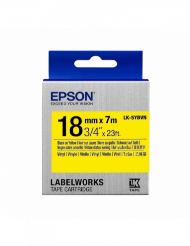 Cartuș de etichete Epson Tape Cartridge EPSON LK-5YBVN- 18mm7m Vinyl, BlackYellow, C53S655028
