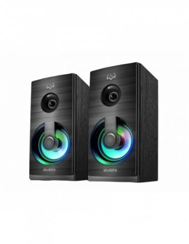 Колонки 2.0 деревянные Speakers SVEN SPS-512 Black, 6w, RGB Light