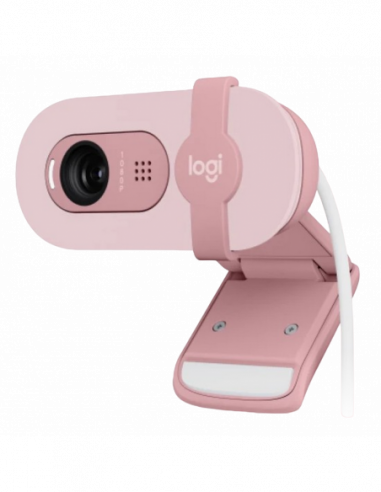 Camera PC Logitech Camera Logitech BRIO 100, 1080p30fps, FoV 58, 2MP, Fixed Focus, Shutter, 1.5m, Rose