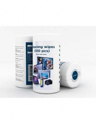 Чистящие принадлежности Cleaning wipes for screens with Alcohol Gembird CK-AWW100-01, Tube 100 pcs.