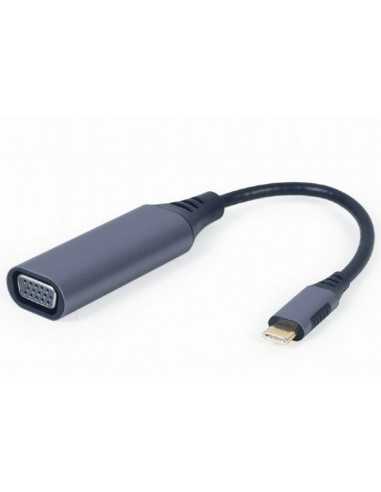 Видеокабели HDMI / VGA / DVI / DP Adapter Type-C to VGA socket 0.15m Cablexpert, up to 1920 x 1080 pixels at 60 Hz, A-USB3C-VGA