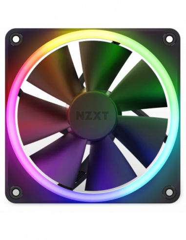 Вентилятор для корпуса ПК, блок питания, HDD, VGA, термопаста PC Case Fan NZXT F120 RGB, 120x120x26mm, 18 LEDs, 17-27.5dB, 14-50