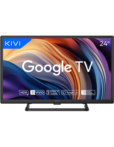 24" LED SMART Телевизор KIVI 24H710QB, 1366x768 HD, Google TV, Чёрный