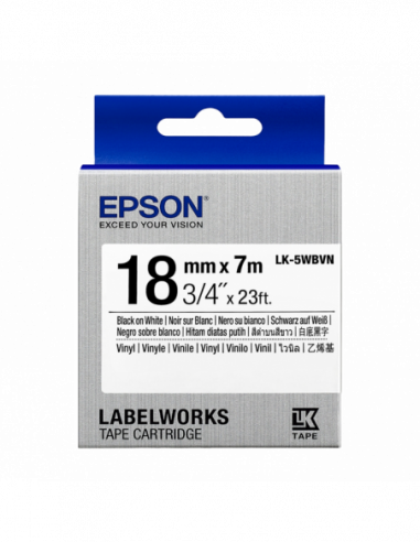 Cartuș de etichete Epson Tape Cartridge EPSON LK-5WBVN- 18mm7m Vinyl, BlackWhite, C53S655027