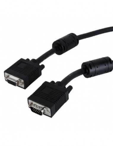 Видеокабели HDMI / VGA / DVI / DP Cable VGA Premium Extension 3.0m, HD15MHD15F Black, Cablexpert, w2ferrite core, CC-PPVGAX-10-