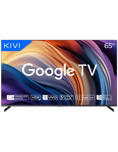 65" LED SMART Телевизор KIVI 65U710QB, 3840x2160 4K UHD, Google TV, Чёрный