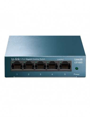 Comutatoare negestionate 10-100Mbps-1-2,5-10 Gbps .5-port 101001000Mbps Switch TP-LINK LS105G, steel case