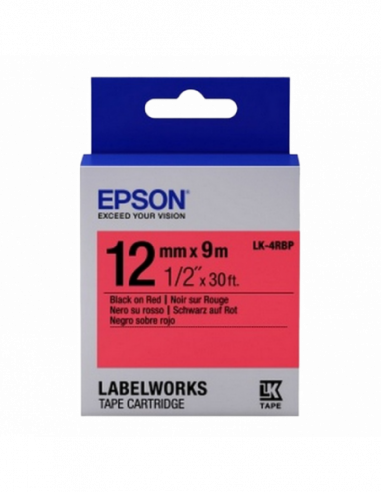 Cartuș de etichete Epson Tape Cartridge EPSON 12mm9m, Pastel BlkRed, LK4RBP C53S654007