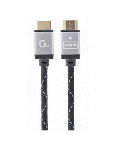 Cabluri video HDMI - VGA - DVI - DP Blister retail HDMI to HDMI with Ethernet CablexpertSelect Plus Series, 7.5m, 4K UHD,CCB-HDM
