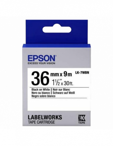 Cartuș de etichete Epson Tape Cartridge EPSON 36mm9m, LK7WBN Std BlkWht 369, C53S657006