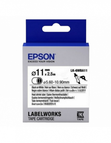 Cartuș de etichete Epson Tape Heat Shrink Tube EPSON LK6WBA11 HST BlkWht d112,5, C53S656902