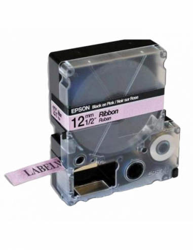 Cartuș de etichete Epson Tape Cartridge EPSON 12mm5m Ribbon BlkPik, LK4PBK C53S654031