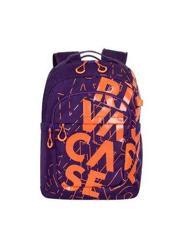 Rucsac zilnic RivaCase Heide, 15.6", Poliester, Violet/Portocaliu