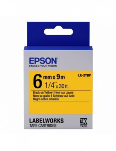 Cartuș de etichete Epson Tape Cartridge EPSON 6mm9m Pastel, BlackYellow, LK2YBP C53S652002
