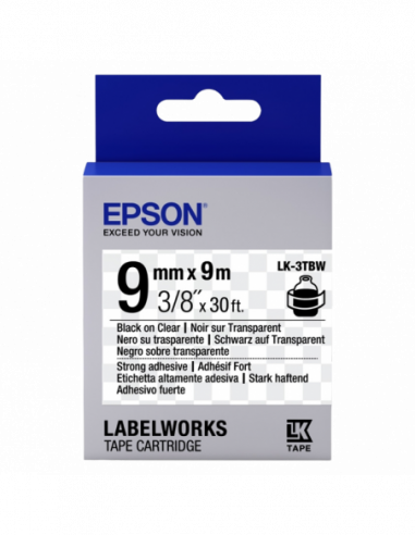 Cartuș de etichete Epson Tape Cartridge EPSON 9mm9m Strong Adhesive, BlackClear, LK3TBW C53S653006