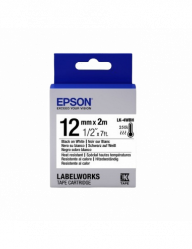 Cartuș de etichete Epson Tape Cartridge EPSON 12mm2m Heat Resist BlkWh, LK4WBH C53S654025