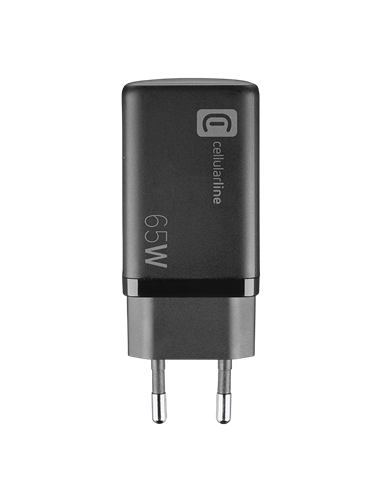 Încărcător Cellularline Wall Charger GAN, 3 Ports, 65W, Negru