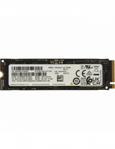 M.2 PCIe NVMe SSD .M.2 NVMe SSD 512GB Samsung PM9A1 [PCIe 4.0 x4, RW:69005000MBs, 800800K IOPS, Elpis, 3DTLC]